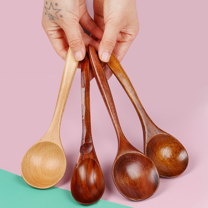 Fallette Solid Wood Soup Spoon Small Soup Spoon Noodle House Drink Soup Spoon Eat Noodle Soup Spoon Wood Spoon Personal Drink Soup Wooden Spoon-Taobao