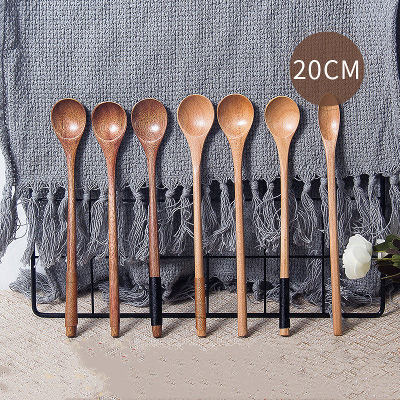 Fallet solid wood mixing spoon honey spoon coffee spoon wood spoon nanmu wooden spoon bee mixing stick coffee mixing spoon