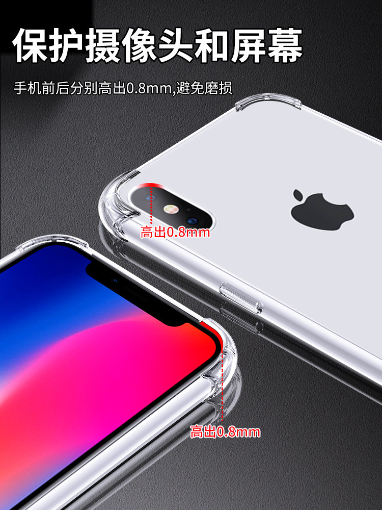 Suitable for Apple X Phone Case, New Xr Phone Cover for Men and Women, Anti-Drop XS Premium Silicone Protective Case, iPhone New Transparent Full-Cover XS Max Airbag Ipx Soft Case, Simple X Max Shell