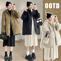 Maternity winter suit 2023 new fashion thickened long cotton jacket top autumn and winter dress two-piece set
