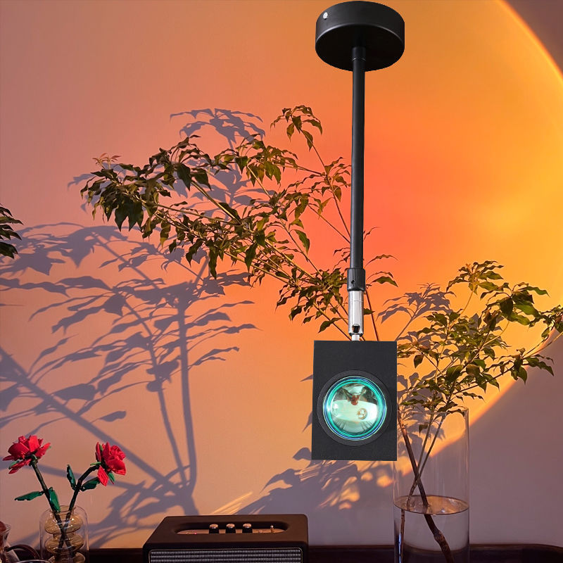 Trendy Sun Setting Sunset Lamp Chandelier for Barbershop Ceiling Lighting, Photo Shoot, Living Room Wall Wash, Ambiance Sunset Hanging Lamp