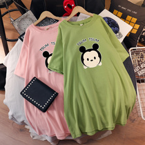 Pregnant women T-shirt top cotton size pregnant women summer fashion long short sleeve loose large version size