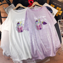 Pregnant Women summer short sleeve T-shirt loose belly cover large size summer fashion tide mom personality base shirt coat