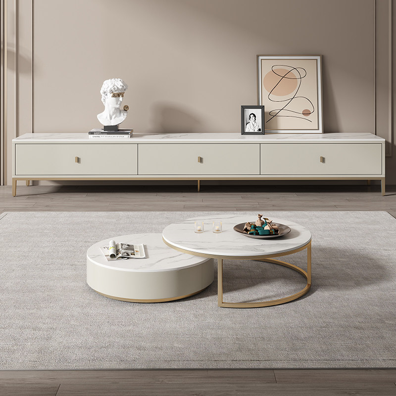 Willstyle Rockboard Size Tea Table TV Cabinet Composition Minima Living Room Home small family Type modern telescopic round tea table