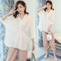 Pregnancy Woman Dress Summer Clothing Suit Two Sets Snowspinning Blouse Short Sleeve Loose Casual New Fashion Outwear Pregnant Woman Suit