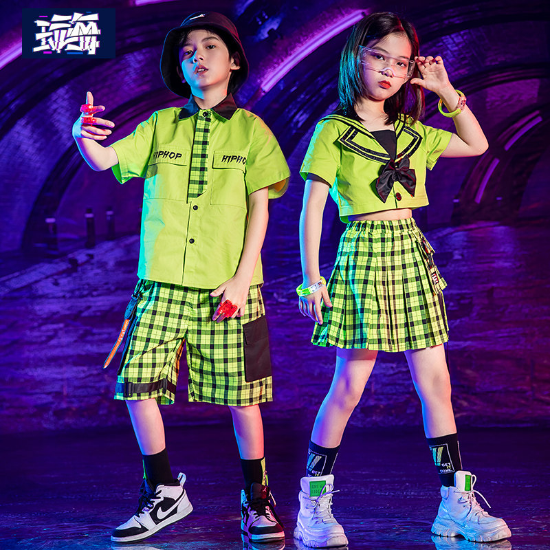 June 1 children's costumes summer girls jazz dance catwalk costumes boys hip-hop trendy clothes handsome hip-hop costumes