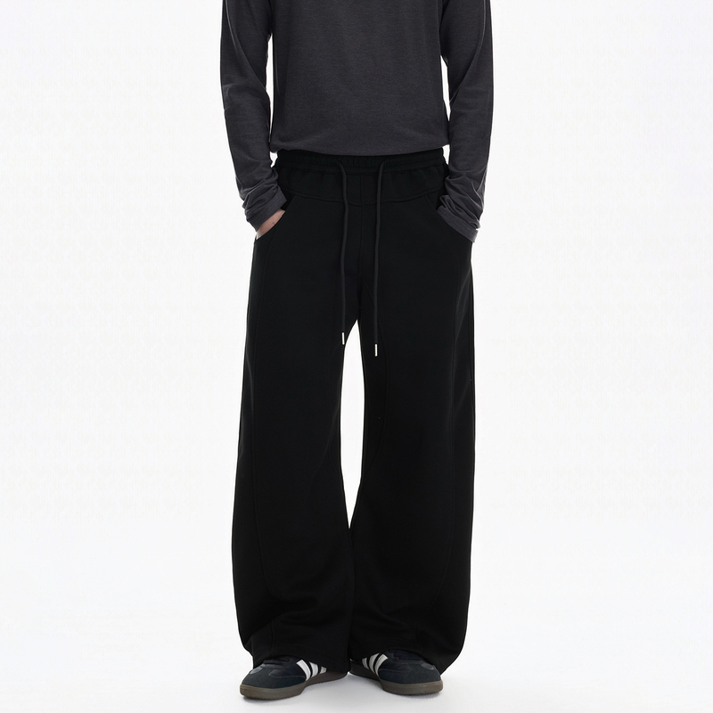 Blaexit Modal Air Layer Deconstructed Patchwork Scimitar Sweatpants Men's Straight Loose Casual Commuter Pants