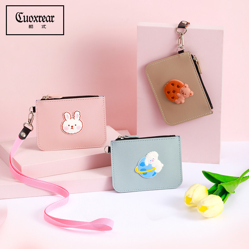 Hanging Rope Small Wallet Female Short student Han Edition Package Girl 2022 New Men's Documents Card Bag Zero Wallet Woman