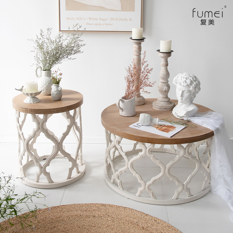 American-Style Coffee Table Designer White Creative Small Apartment Side Table Homestay French Retro Living Room Round Moroccan American-Style Coffee Table Designer White Creative Small Apartment Side Table Homestay French Retro Living Room Round Moroccan