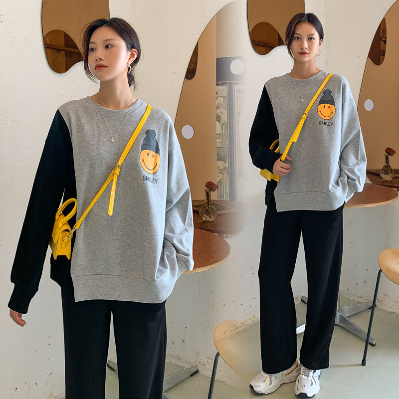 Pregnancy Woman Dress Autumn Clothing Suit Fashion Models Early Autumn Net Red Pregnancy Medium Term Not To Be Casual Thick Cotton Two Sets Spring Autumn New