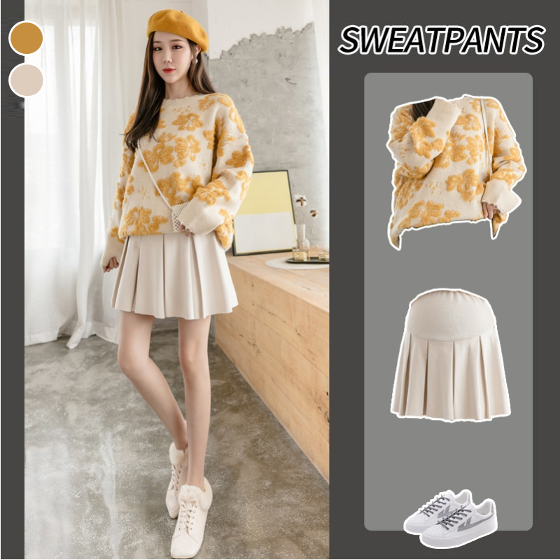 Pregnant women skirt autumn and winter tide mom woolen pleated skirt winter fashion belly support a-line skirt spring and autumn pregnant women's short skirt