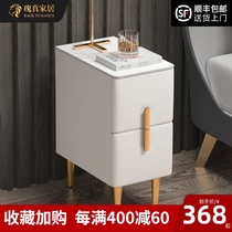 Light luxury rock board bedside table Modern simple bedroom ultra-narrow bedside cabinet Net red mini small cabinet Solid wood storage cabinet