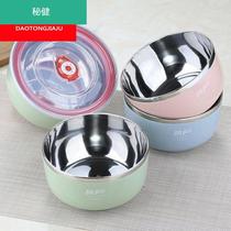 Bowl single with lid thermal insulation bowl adult stainless steel instant noodle bowl student lunch box dormitory Rice Bowl home