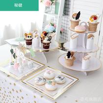 Wedding dessert table ornaments three-layer display rack disposable plate multi-layer cake rack birthday arrangement table decoration
