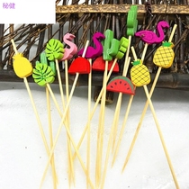 Burger insert disposable fruit sign ktv fruit plate bamboo stick creative fruit fork cute cocktail decoration sign