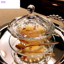 Yan wo Bowl dessert bowl European court birds nest stew glass bowl with lid sugar water Steamed Egg Bowl