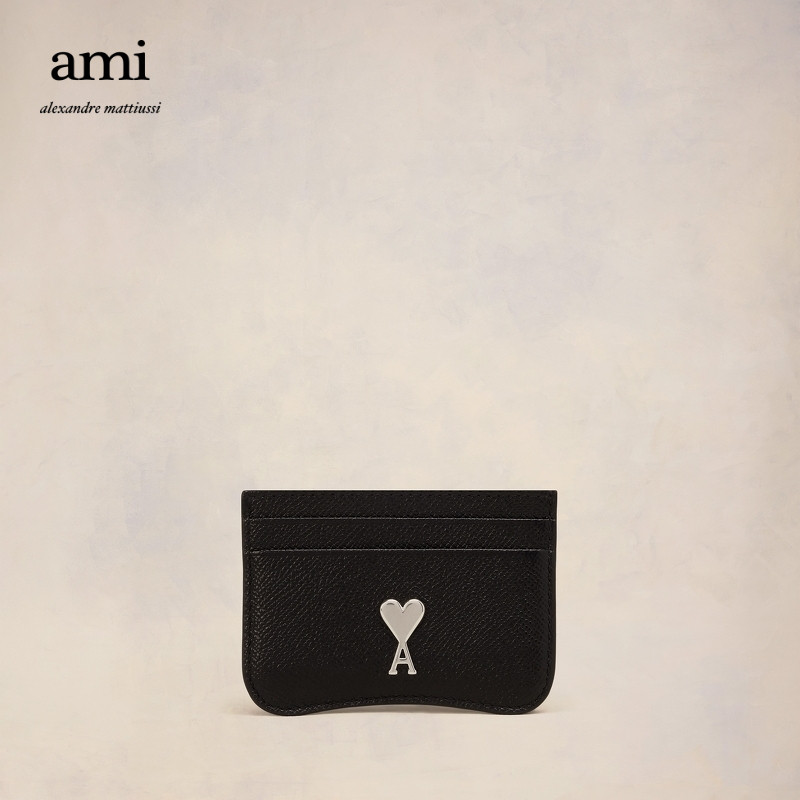 AMI male and female with the same paragraph 24 Early spring designer's Paris Paris series Bull Leather Love Card Bag-Taobao