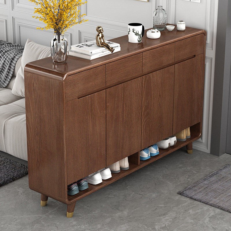 New Chinese full solid wood shoe cabinet home doorway high-end entrance living room Xuanguan Gate hall containing cabinet balcony containing cabinet