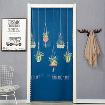 Door curtain fabric double-sided printing bedroom home partition decorative curtain blocking feng shui curtain without punching can be customized