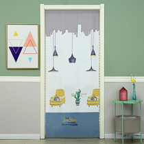 Door curtain fabric new waterproof partition curtain home kitchen toilet anti-peep short curtain dust-free punch