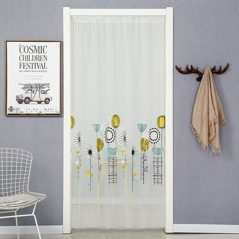 Anti-mosquito embroidered lace silk screen door curtain summer bedroom home decorative curtain partition curtain creative net red hanging curtain free of punch-Taobao