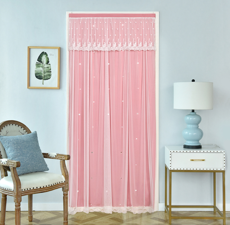 Trendy Mosquito Net Door Curtain, Partition Curtain, Thickened Air Conditioning Blackout Curtain, High-End Bedroom Home Use, Magic Tape, No Drilling Required, Summer