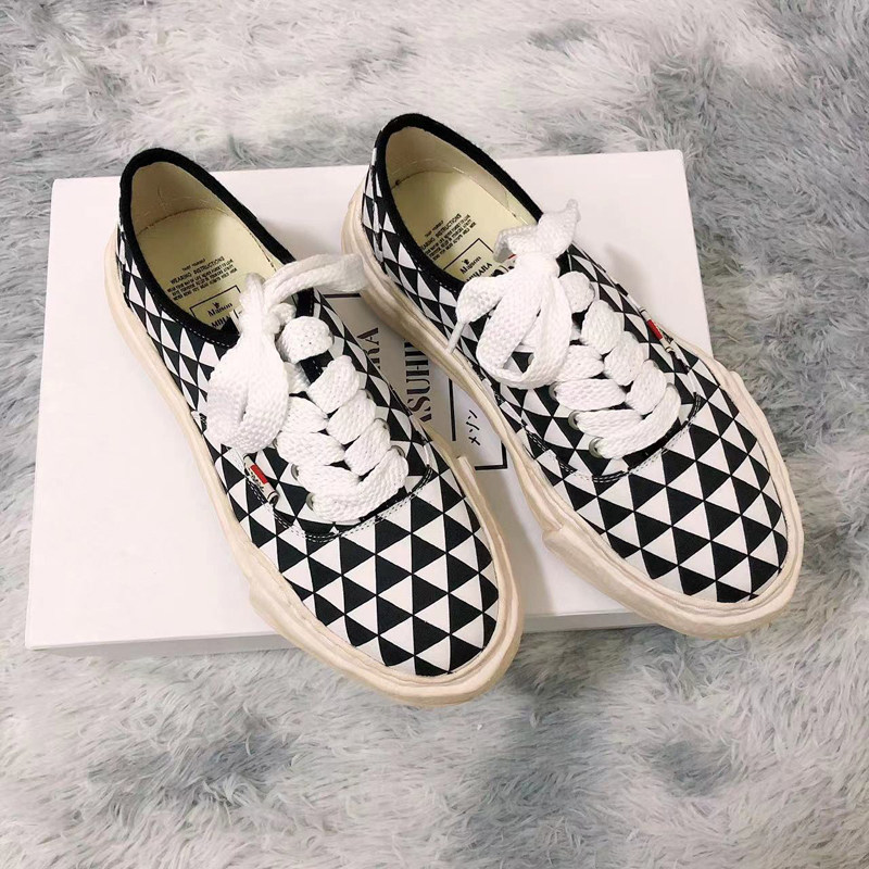 Mihara Kangyu Japanese lace-up men's canvas shoes MMY dissolve shoes lattice women's casual washed thick sole shoes