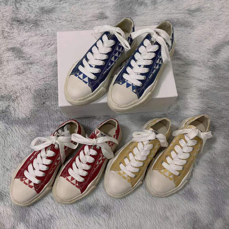 2022 new mmy dissolving shoes men's plaid Mihara Kangyu canvas shoes Japanese tide brand retro washed shoes women