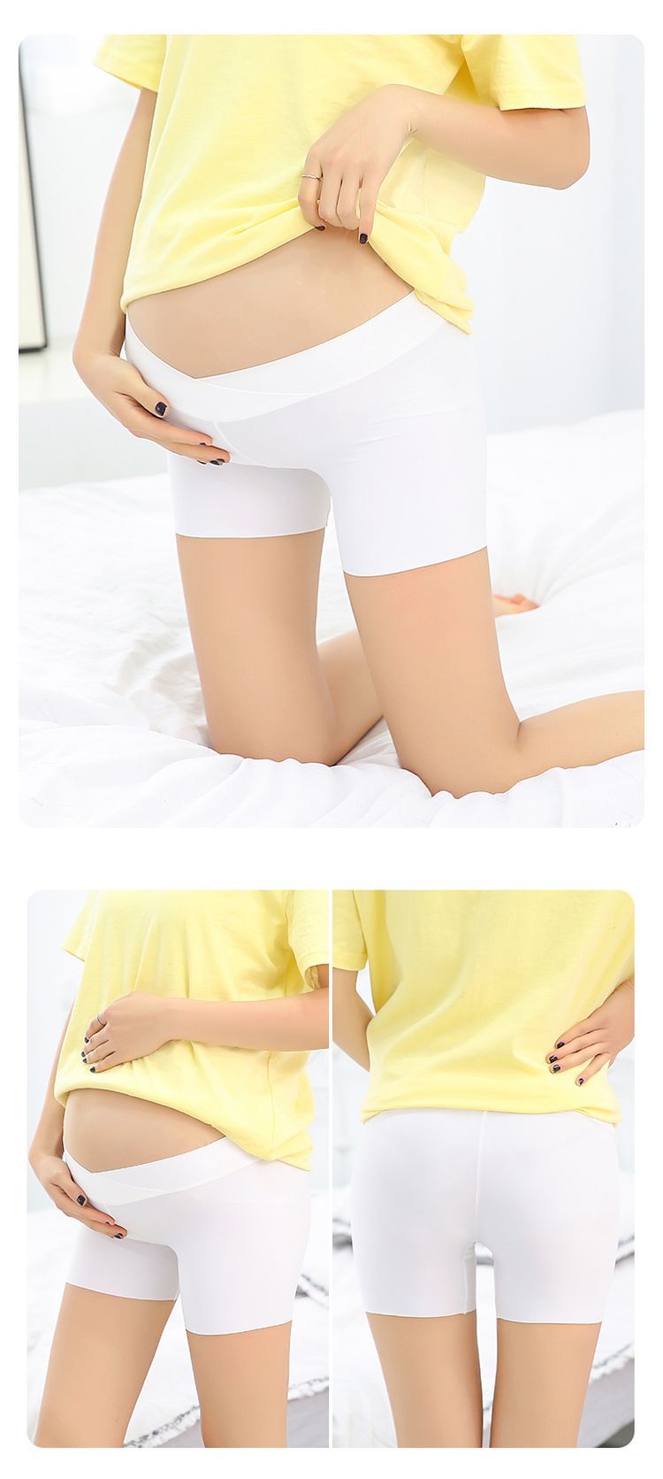 Quần tất an toàn cho bà bầu, quần tất mỏng mùa hè, chống rỗng, cạp trễ khi mang thai, quần tất lụa băng thun cao cấp liền mạch, thoáng khí và chống rò rỉ - Phụ nữ mang thai quần / quần bụng