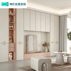 Тумба под телевизор на заказ 林氏客厅满墙电视柜定制简约现代轻古典全屋书柜电视一体整墙设计