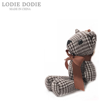 LD home plaid bear doll keychain pendant Cartoon cute backpack School bag hanging car key chain ring ring