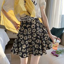 Skirt Womens 2020 Summer a-shaped skirt Korean version of Joker High-waisted Oil Painting Little Daisy Chiffon Floral Pants Skirt