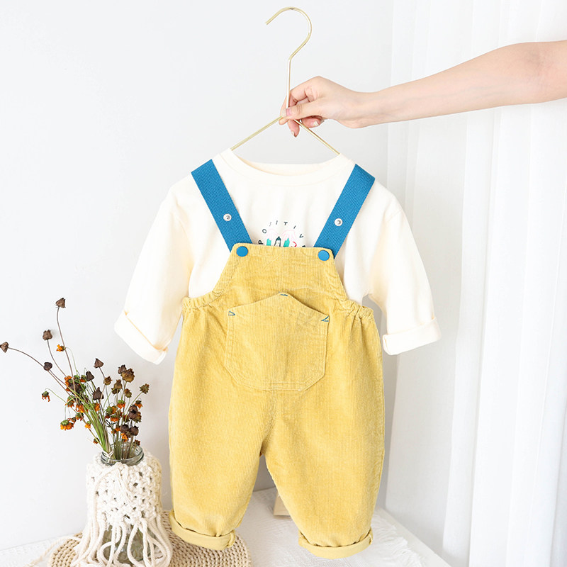 Baby holding baby bag pants spring and autumn 1-4 years old boys spring corduroy pants Girls jumpsuit Baby pants Children's clothing