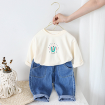  Boys jeans spring and autumn 2021 new 1-5 years old baby spring pants childrens wild pants baby childrens clothing