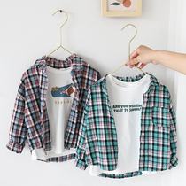 Boys  shirts Spring and Autumn 2-7 years old baby Western-style long-sleeved shirts Childrens plaid shirts Childrens spring tops