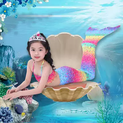 Children Mermaid Clothing Princess Dress Color Man Fish Tail Girls Summer Swimsuit Three Piece Set