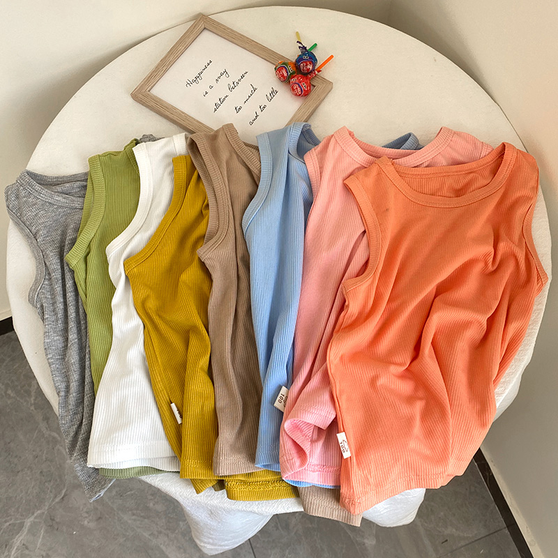 Girls vest thin inner mask pit children and girls hanging boys and girls baby spring and autumn thin little girl summer