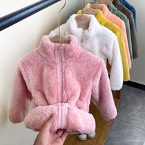 Childrens jacket coral fleece autumn and winter plus velvet baby double-sided plush thickened warm boys and girls polar fleece jacket winter