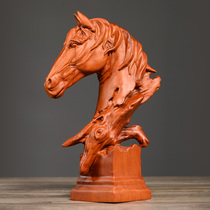 Lu Zhanyuan pear wood carving horse head ornaments solid wood quality horse to success living room entrance handicraft zodiac horse decoration