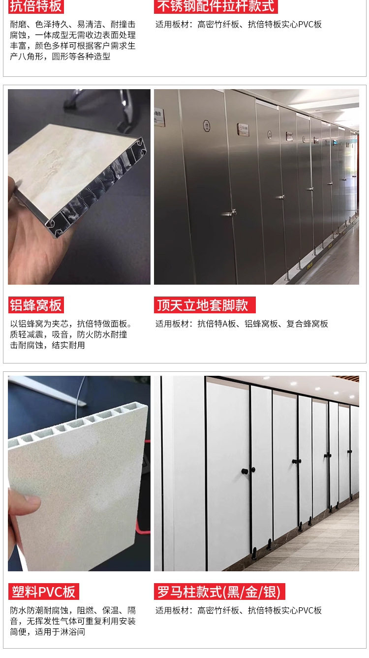 товар из китая 精雅厂家卫生间隔断 铝蜂窝板防火防潮公共厕所18mm金属铝蜂窝板