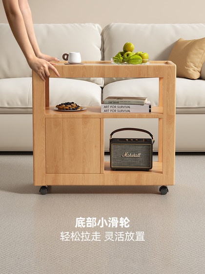可移动茶几实木沙发边几小户型客厅小推车带轮茶水架茶台床头边柜