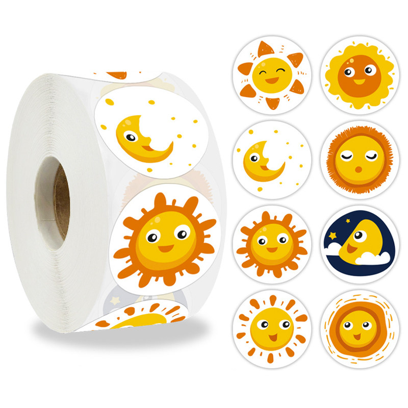 500 rolls cute moon sun stickers gift seal stickers children's room decoration stickers DIY handbook