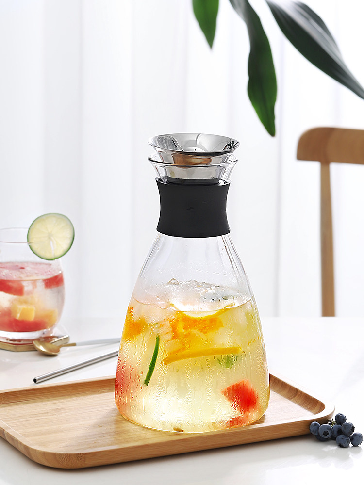 Nordic household heat-resistant high temperature high borosilicate glass cold kettle set creative herbal teapot water cup transparent bottle