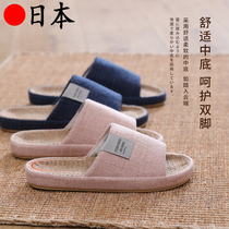 Japan Home Linen Slippers for men and women Summer non-slip deodorant Indoor home Four Seasons floor Cotton Hemp Sandals Summer