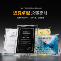 Crystal glass medal customization agency brand authorization license establishment honorary Dealer Awards plaque lettering