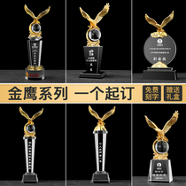 Crystal trophy creative customization company Elite awards recognition metal plating Eagle Golden Eagle prize Grand