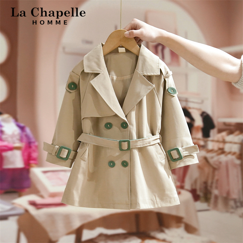 Lasciabel girl's windcoat jacket in the middle of a long line of Inron wind card its color 2023 new spring and autumn season children trendy-Taobao