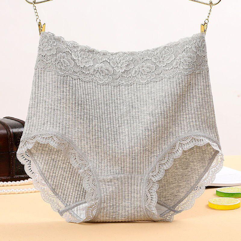 Pure cotton women's panties high waist seamless bag hip comfortable large size women's triangle breathable solid color simple trousers