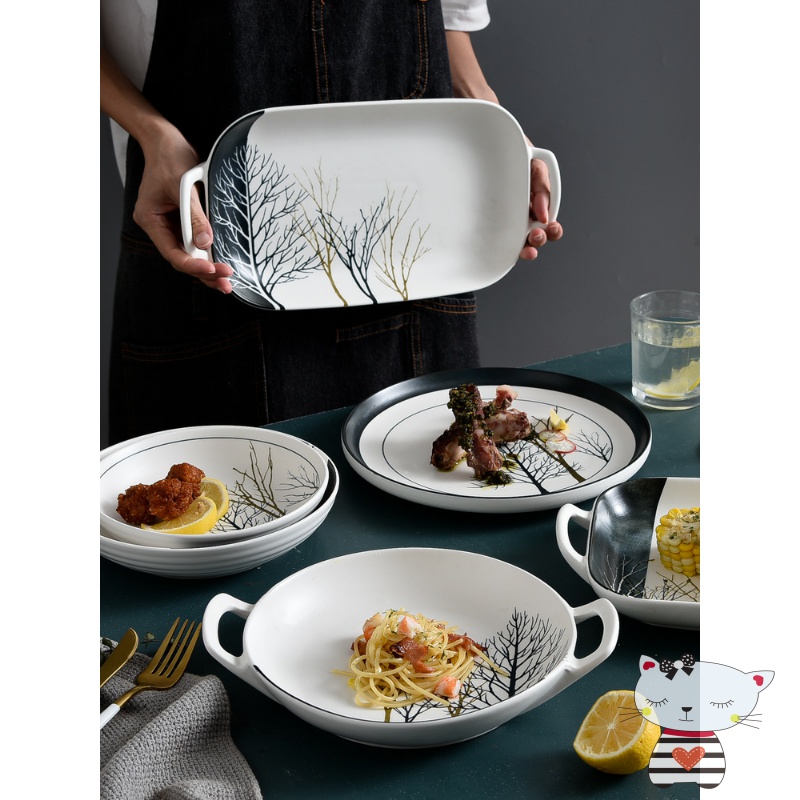 Degree of rocky wei forest dishes suit household tableware Nordic dishes under the high - grade ceramic glaze color combination to use chopsticks