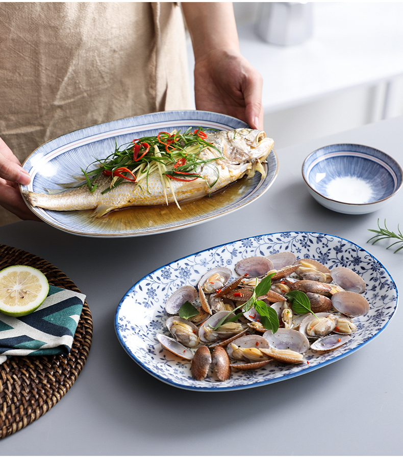 Yu Japanese ceramic plate of domestic large steamed fish, fish plate ltd. restaurant new fish plate web celebrity food dish